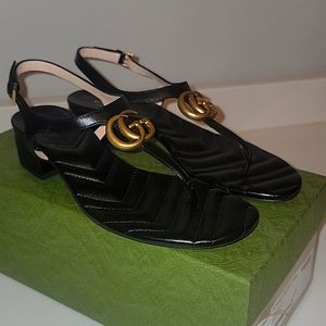 Gucci Marmont logo leather sandals
